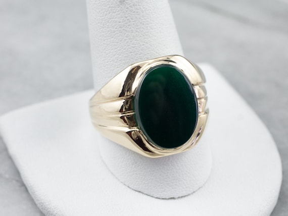 Men's Green Onyx Statement Ring, Green Stone Ring… - image 7