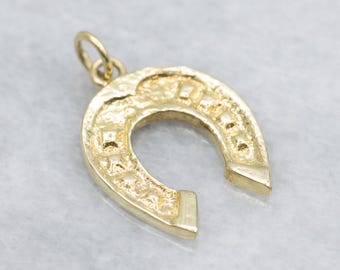 Lucky Horseshoe Gold Equestrian Charm Pendant, Charm Necklace