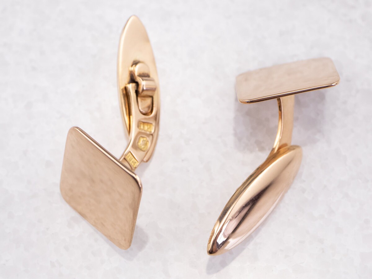 Vintage Rose Gold Cufflinks Plain Gold Cufflinks 18K Gold Etsy
