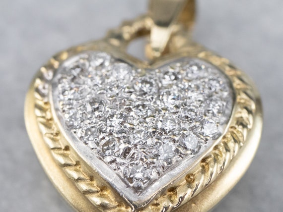 Diamond Heart Pendant, Two Tone Gold Diamond Pend… - image 6