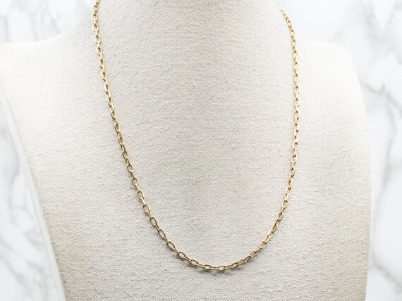 14K Yellow Gold Rectangle Link Chain Necklace, 18… - image 4