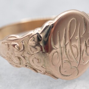 Ornate &quot;MCR&quot; Initial Signet Ring, Monogrammed Ring, Victorian Signet, Rose Gold Signet Ring, Antique Signet Ring, Estate Jewelry A27825