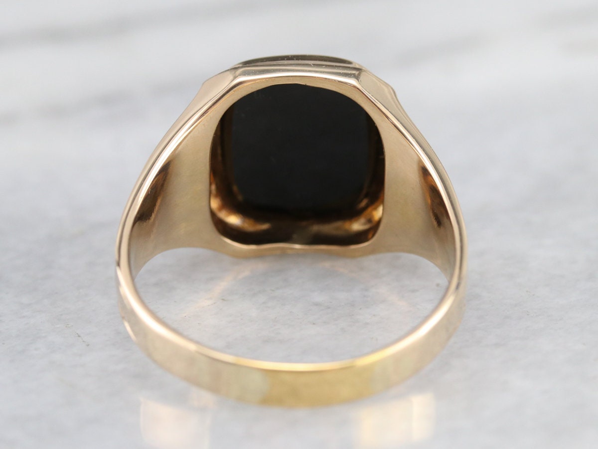 Buy Men's Retro Era Black Onyx Ring Vintage Gold Onyx Ring Online