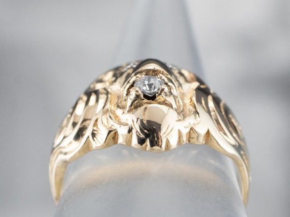 Gold Diamond Lion Head Ring, Yellow Gold Lion Rin… - image 8