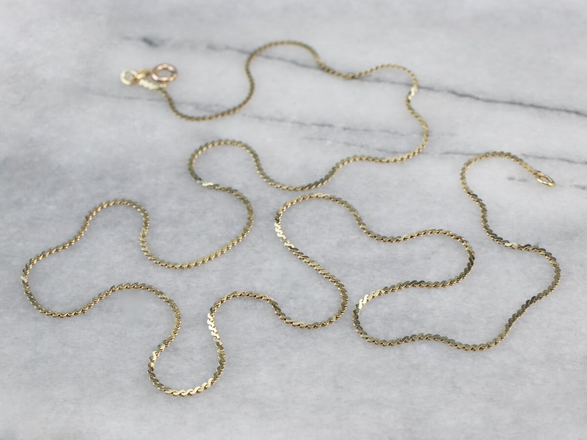 Yellow 14K Gold Serpentine Chain, Gold Necklace, S Link Yellow 14K Gold Serpentine Chain, Gold Necklace, S Link