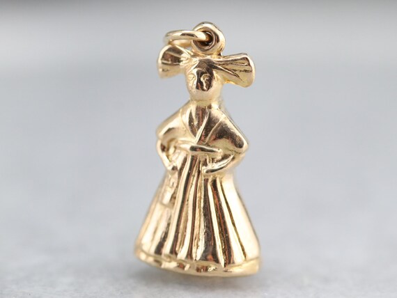 Gold Little Girl Charm, Pigtail Girl Charm, Layeri