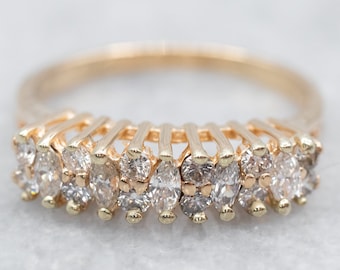Anillo de oro amarillo de 14 quilates con diamantes, anillo apilable de aniversario