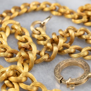 Lovely Antique Link Chain Necklace, Textured Link Chain, 18K Gold Chain, Long Gold Chan, Layering Chain, Estate Jewelry JWWXPQL1