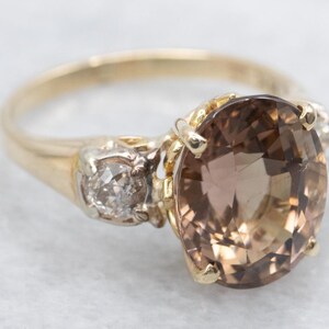 Pink Champagne Hued Tourmaline and Diamond Ring, Three Stone Ring, Tourmaline Ring, Tourmaline and Diamond Ring, Tourmaline Jewelry A66110