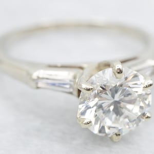 Retro Brilliant Cut Diamond Engagement Ring, Three Stone Diamond Ring, Large Diamond Ring, Vintage Diamond Ring, White Gold Diamond A18511