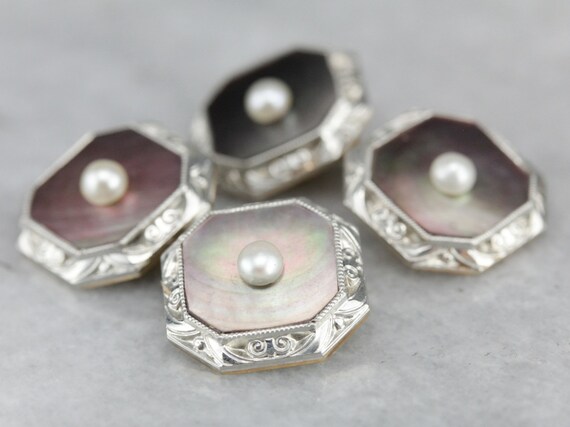 Art Deco Abalone Shell and Pearl Suite Accessory … - image 4