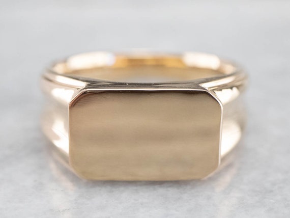 East to West Gold Signet Ring, Vintage Signet Rin… - image 2