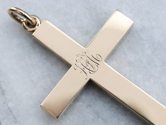 Antique Monogram "HFM" Cross Pendant, Victorian Y… - image 3