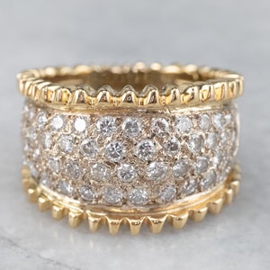 Diamond Encrusted Gold Statement Band, Bold Diamond Pave Ring, Diamond Anniversary, Cocktail Band, Right Hand Ring 5QDR2RA0