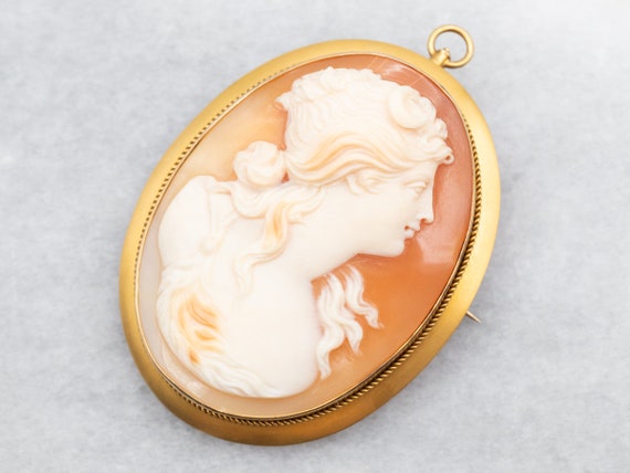 Yellow Gold Cameo Brooch or Pendant, Cameo Brooch… - image 1