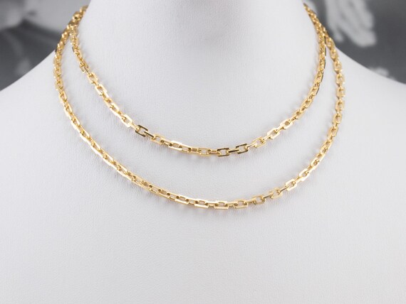 Yellow Gold Rectangle Link Chain, Wide Gold Link … - image 5