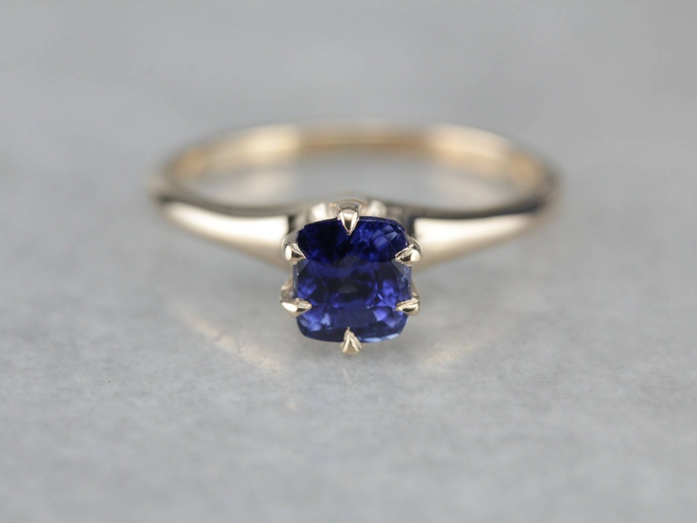 Gorgeous Royal Blue Sapphire Solitaire Ring Antique | Etsy