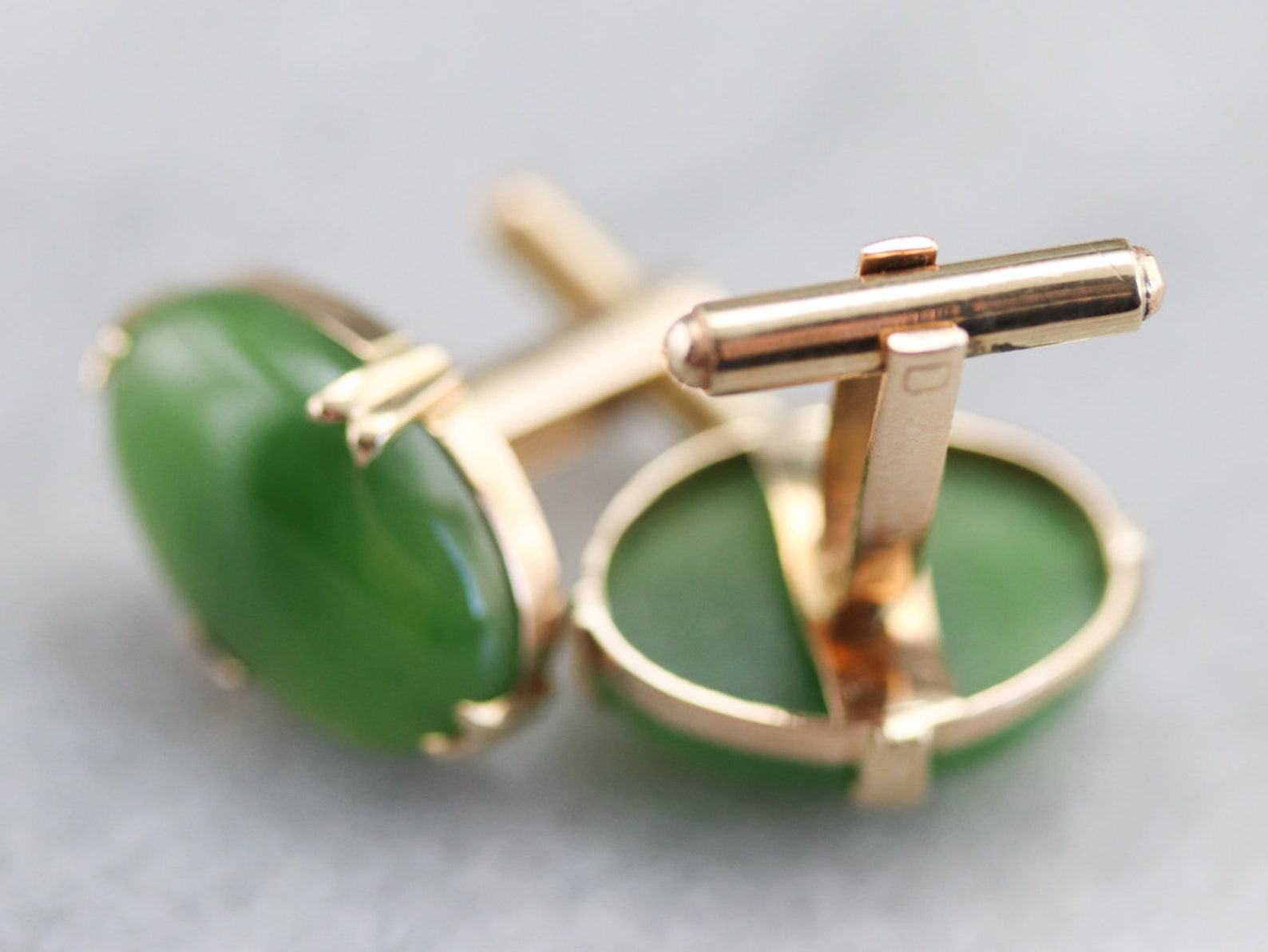 Retro Era Men's Jade Cufflinks Gold and Jade Cufflinks Etsy