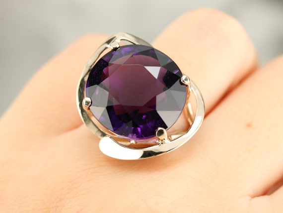 14K Yellow Gold Amethyst Statement Ring, 17.73 Ca… - image 7