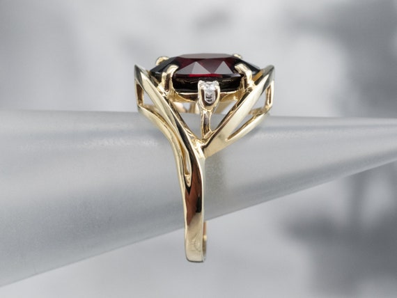 Gold Garnet and Diamond Ring, Yellow Gold Garnet … - image 9