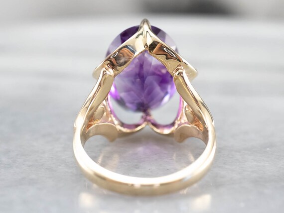 14K Yellow Gold Amethyst Cocktail Ring, February … - image 6