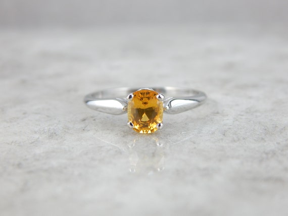 Golden Sapphire and White Gold Solitaire Engageme… - image 1