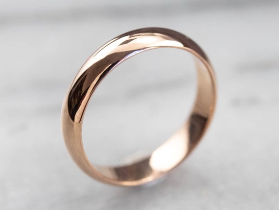 Antique Rose Gold Wedding Band, Plain Gold Band, … - image 5