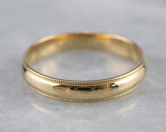 Vintage Yellow Gold Band, 18K Yellow Gold Band, Gold Stacking Band, Gold Wedding Band, Unisex Band, Milgrain Edge Band 8KMZ913D