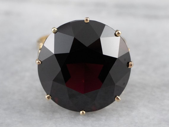 14K Gold Garnet Cocktail Ring, Statement Jewelry,… - image 2