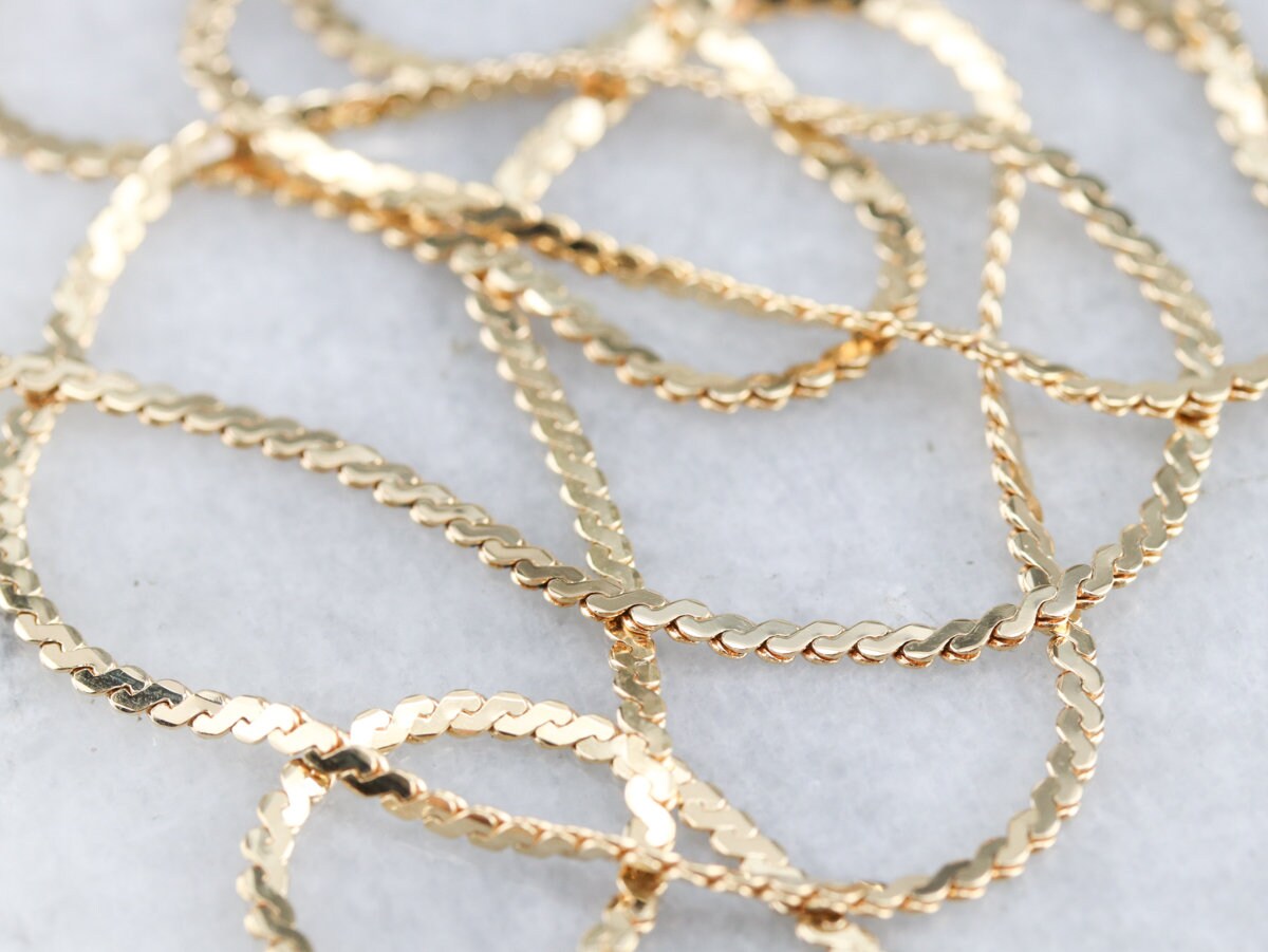 18 Karat Gold Flat Serpentine Chain, Yellow Gold Chain