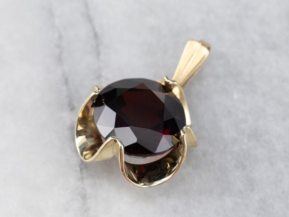 Garnet Gold Pendant, Garnet Buttercup Pendant, Ja… - image 3