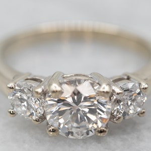 Stunning Three Stone Diamond Engagement Ring, Classic Three Diamond Ring, Diamond Engagement or Anniversary Ring, White Gold Ring A25759