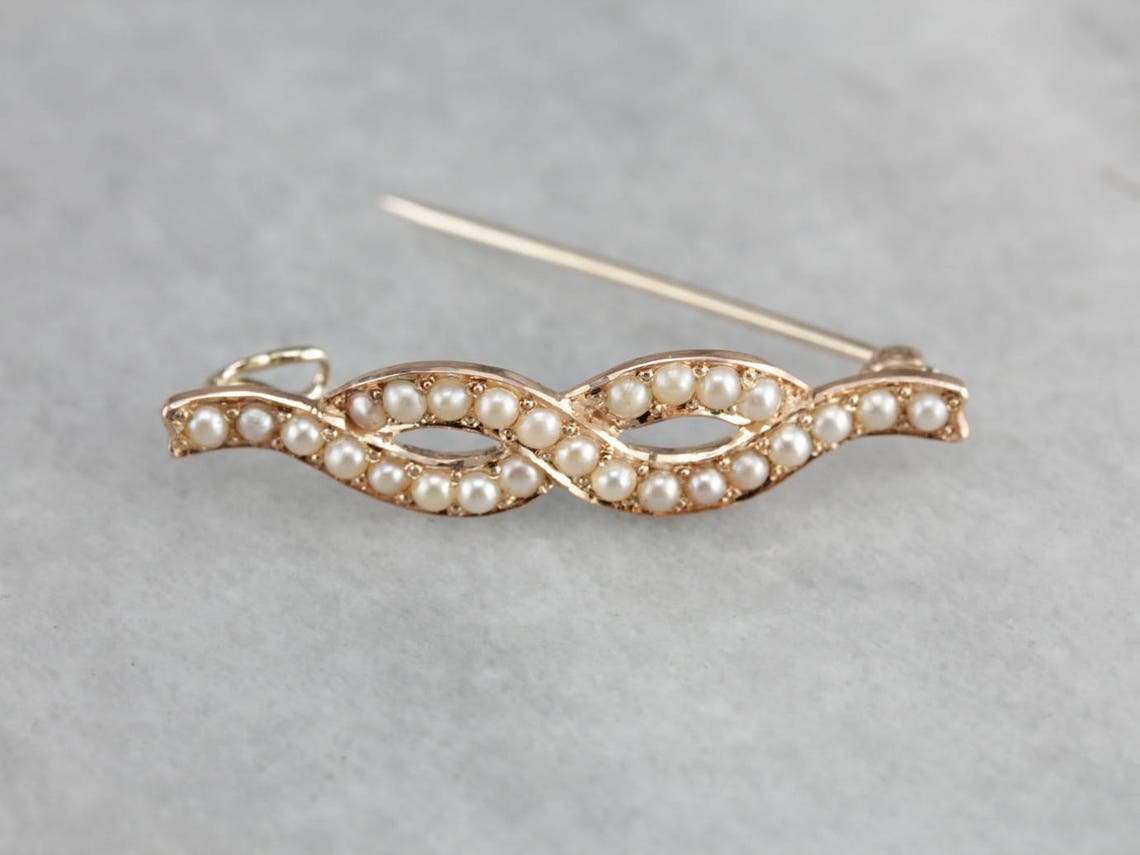 Antique Seed Pearl Pin Pearl Brooch Infinity Pin Unisex - Etsy