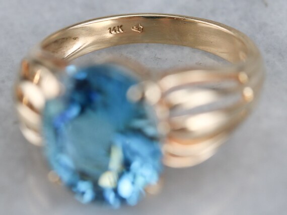 Blue Topaz Statement Ring, Yellow Gold Topaz Ring… - image 4