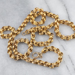 Antique Fancy Link Chain Necklace, Antique Gold Chain, Anniversary Gift, Victorian Chain, Long Gold Chain, Estate Jewelry 0LY4XXYK
