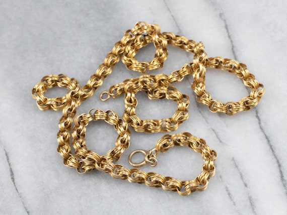 Antique Fancy Link Chain Necklace, Antique Gold C… - image 1