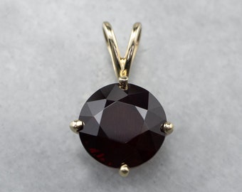 Garnet Solitaire Pendant, Large Gemstone Pendant, 14K Gold Garnet Pendant, Layering Pendant, Cocktail Pendant, January Birthstone 0KPJNCF0