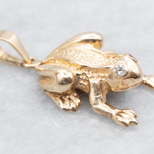Golden Diamond Frog Charm Pendant, Yellow Gold Frog, Vintage Frog Charm, Frog Pendant, Layering Pendant, Animal Charms, Birthday Gift A47632
