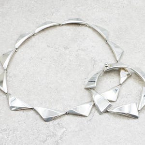 Vintage Danish Modernist Sterling Silver Necklace Bracelet Jewelry Set