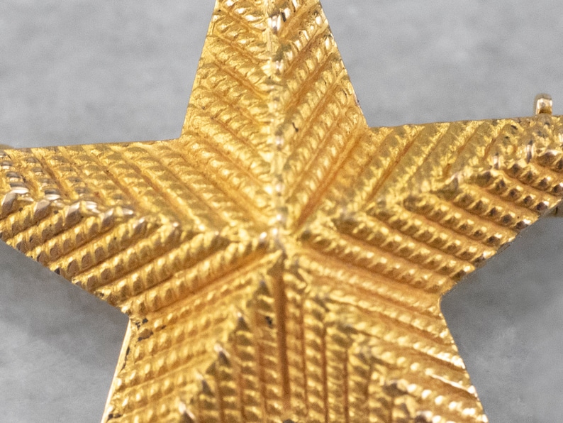 Textured Gold Star Pin, Yellow Gold Star Brooch, Star Brooch Pin, Celestial Jewelry, Unisex Gift, Star Jewelry 5QNAKHD3 image 5