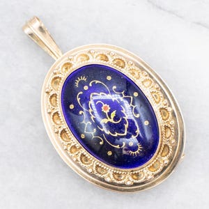 Vintage Floral Enamel and Gold Brooch or Pendant, Vintage Enamel Pendant, Vintage Flower Brooch Pendant, Vintage Guilloche Jewelry A60951