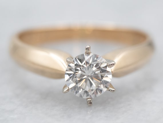 Two Tone Gold Diamond Solitaire Ring Solitaire Engagement Ring