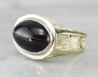 Amazing Contemporary, European Style Cat's Eye Sillimanite Ring in Gold and Platinum 5AMQMZ-P