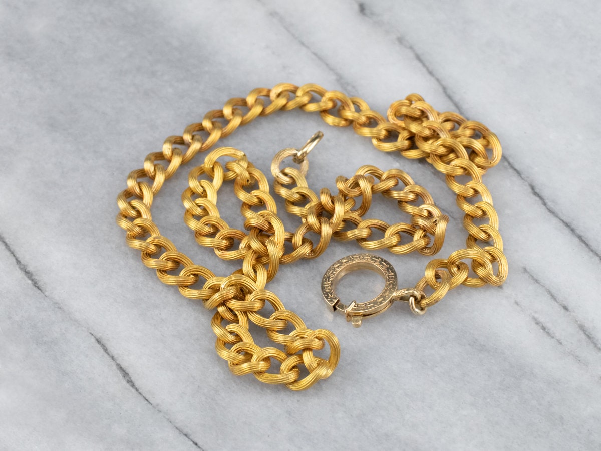 Antique 18K Gold Link Chain Necklace, Victorian Rope Twist - Etsy