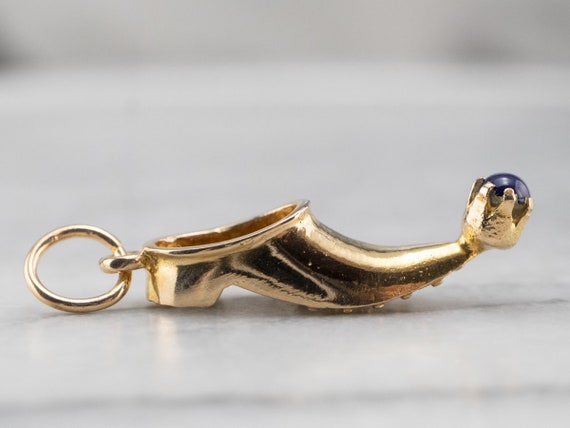 Lapis Arabian Slipper Gold Charm, Pointed Shoe Ch… - image 4