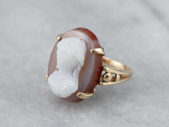 Sardonyx Cameo Yellow Gold Ring, Large Cameo Ring… - image 3