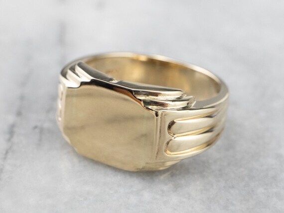 Men's Retro Era Signet Ring Yellow Gold Ring Vintage | Etsy