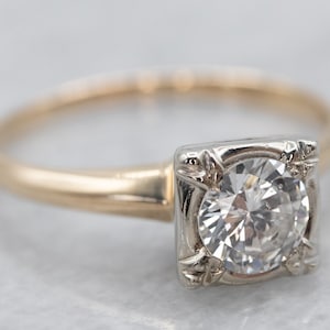 Retro Diamond Gold Engagement Ring Diamond Solitaire - Etsy