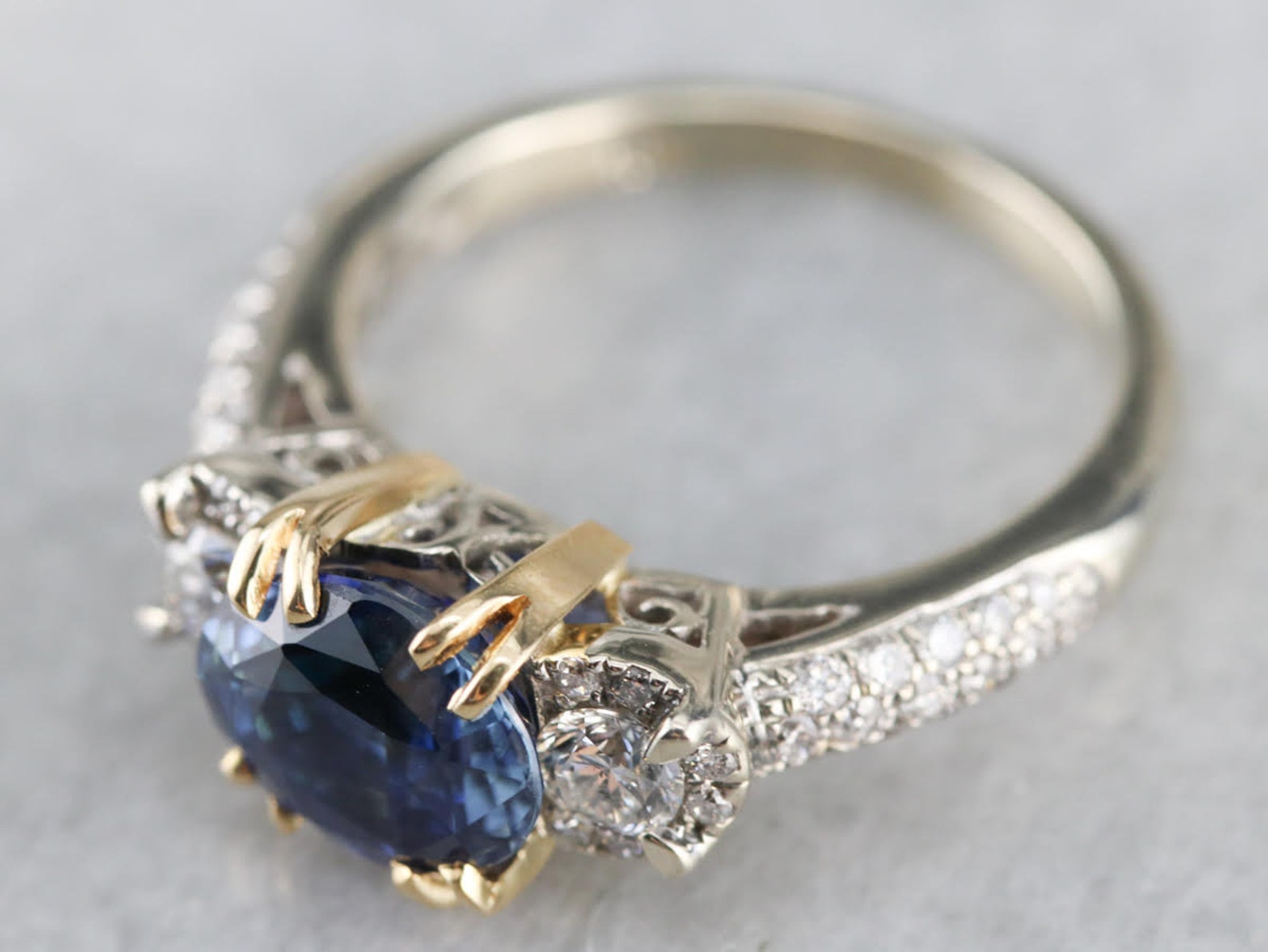Fine Ceylon Sapphire Diamond Ring Sapphire Engagement Ring Etsy