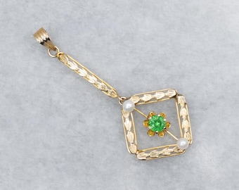 アンティーク 9カラット ゴールド ガーネット＆シードパール ラベリア